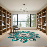 Boho Chic Teal Mandala Boho Area Rug