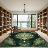 Green Peacock Mandala Area Rug