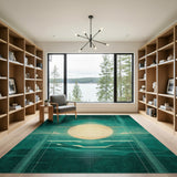 Teal Geometric Sun Area Rug