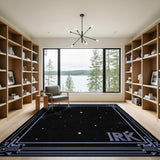 Cosmic Starry Sky Rug with Ornate Blue Frame