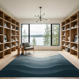 Layered Blue Mountain Abstract Area Rug