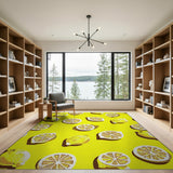 Yellow Fruit Pattern Sunny Lemon Slice Fruit Pattern Area Rug