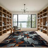 Distressed Grey Rust Industrial Area Rug