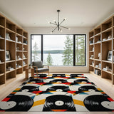 Multi-Color Vinyl Records Geometric Area Rug