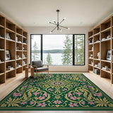 Multi-color and Patterns Emerald Green Persian Floral Area Rug