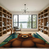 Majestic Grizzly Bear in Pine Forest Rug