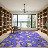 Whimsical Kids Cartoon Critters Stars Rug