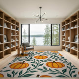 Fruit Pattern Orange Pumpkin Harvest Pattern Area Rug