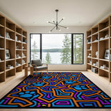 Vibrant Geometric Paw Print Area Rug