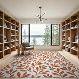 Orange Leaf Silhouette Area Rug