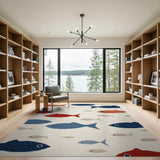Coastal Fish School Woven Area Rug