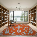 Ornate Orange Persian Floral Area Rug