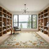 Elegant Peach Floral Vine Border Rug