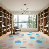 Playful Blue Peach Overlapping Circles Area Rug