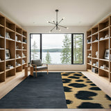 Charcoal Grey Tan Leopard Split Area Rug