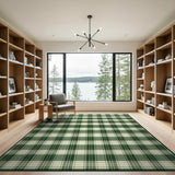 Classic Green Gingham Check Area Rug