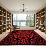 Bold Red Black Persian Mandala Area Rug