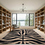Zebra Stripe Area Rug in Black Cream