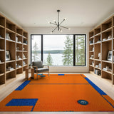 Bold Orange Blue Geometric Shag Area Rug