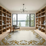 Golden Baroque Filigree Frame Area Rug