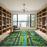 Cartoon City Streets Play Rug