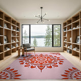 Traditional Persian Pink Ornate Pink Mandala Area Rug