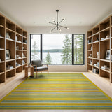 Vibrant Yellow Multi-Color Striped Area Rug
