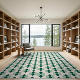 Emerald Teal Diamond Geometric Area Rug