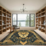 Gold Geometric Lion Area Rug