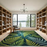 Lush Teal Fern Canopy Area Rug