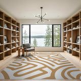 Gold Wavy Abstract Area Rug