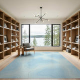 Serene Blue Contoured Waves Area Rug
