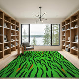 Bold Green Tiger Stripe Area Rug