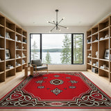 Medallion Traditional Persian Ornate Red Persian Medallion Area Rug