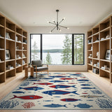 Vibrant Fish School Coastal Area Rug