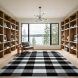 Rustic Farmhouse Bold Black White Buffalo Check Area Rug