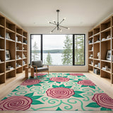 Floral Vintage Vintage Pink Roses Floral Area Rug