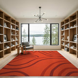Abstract Area Orange Vibrant Orange Wavy Abstract Area Rug