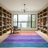 Multi-color and Patterns Vibrant Multi-Color Horizontal Stripe Area Rug