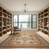 Orange Geometric Southwestern Area Rug