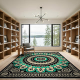 Blue and Teal Mandala Persian Area Rug