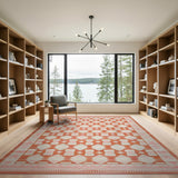 Blush Pink Terracotta Geometric Area Rug