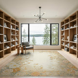 Vintage Peony Floral Frame Area Rug