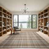 Brown and Tan Rustic Farmhouse Rustic Brown Tan Plaid Woven Area Rug