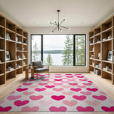 Scattered Pink Hearts Area Rug