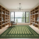 Green Gingham Checkered Area Rug
