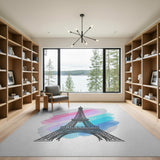 Eiffel Tower Pastel Watercolor Area Rug