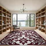 Maroon Persian Floral Medallion Cut-Out Rug