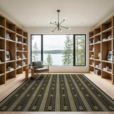 Black Gold Geometric Striped Area Rug