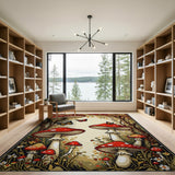 Multi-color and Patterns Enchanted Red Mushroom Forest Area Rug